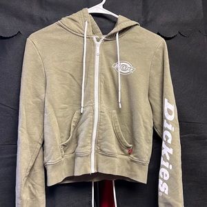 Cropped zip up green hoodie